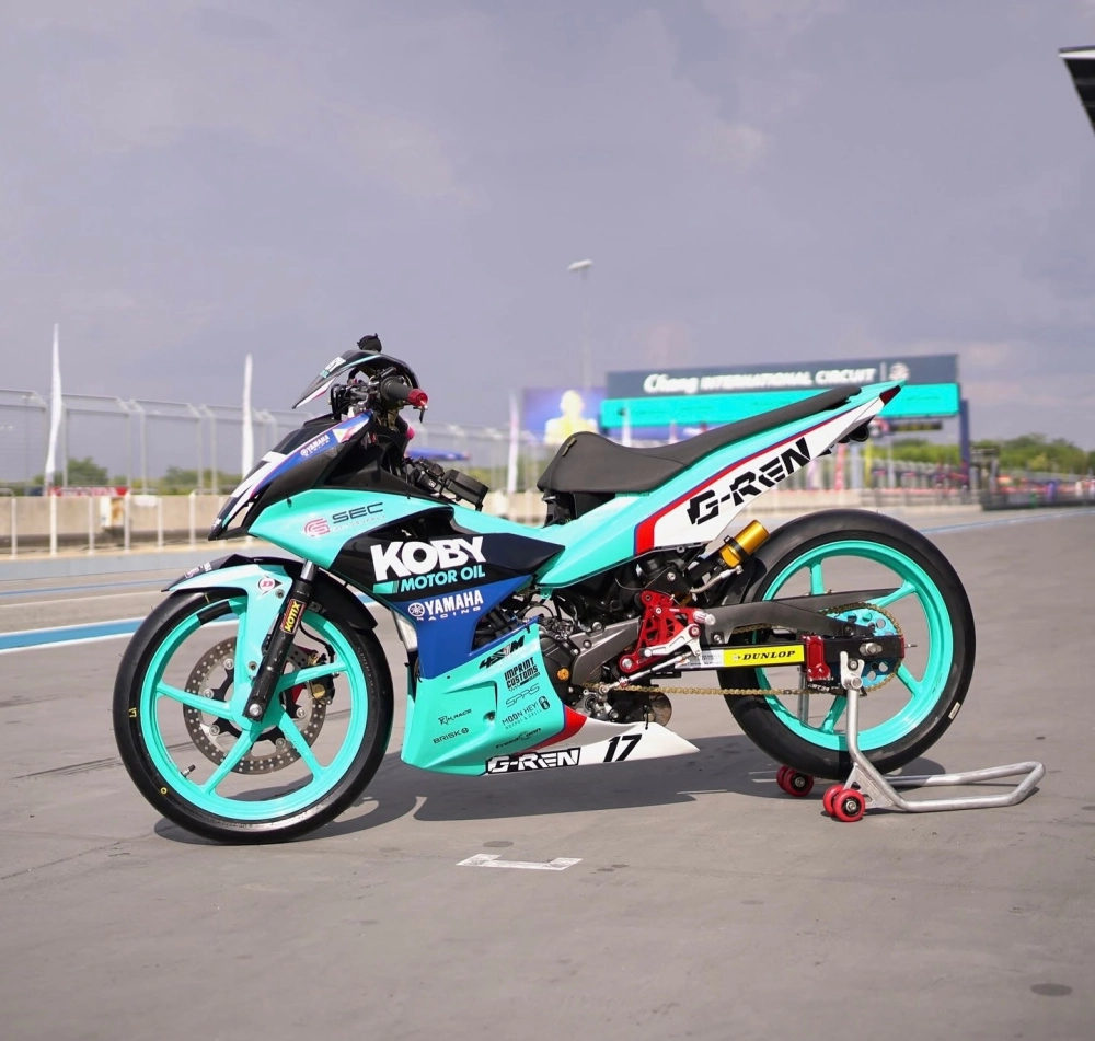 Exciter 150 độ mâm-019 CNC 5 cây màu vàng đồng sáng bóng cực đẹp