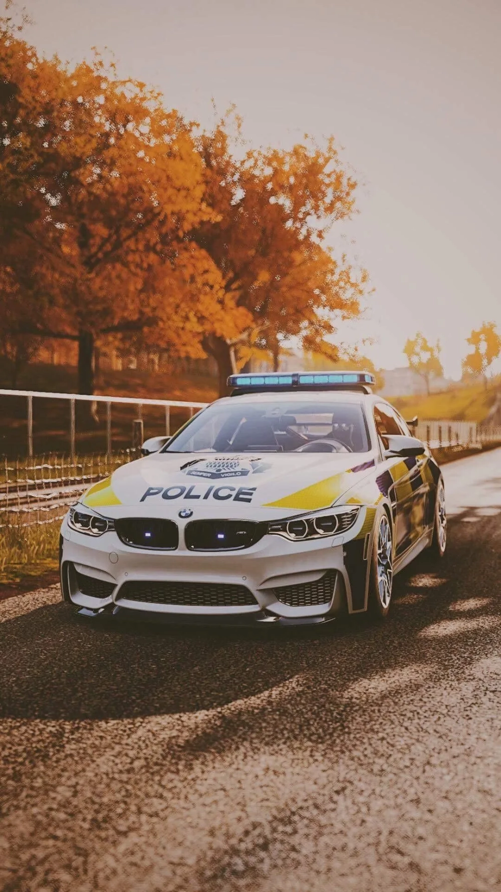 Màn hình sắc nét nhờ hình nền xe cảnh sát 4k