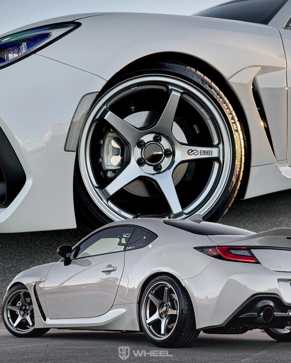 Xe thể thao độ mâm Enkei 5 chấu xám đơn giản tinh tế