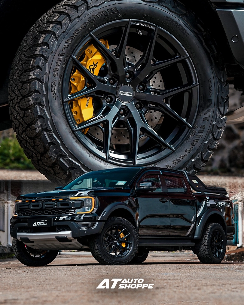 Ford Ranger Raptor độ mâm Lenso đa chấu sơn đen nhìn cực ngầu