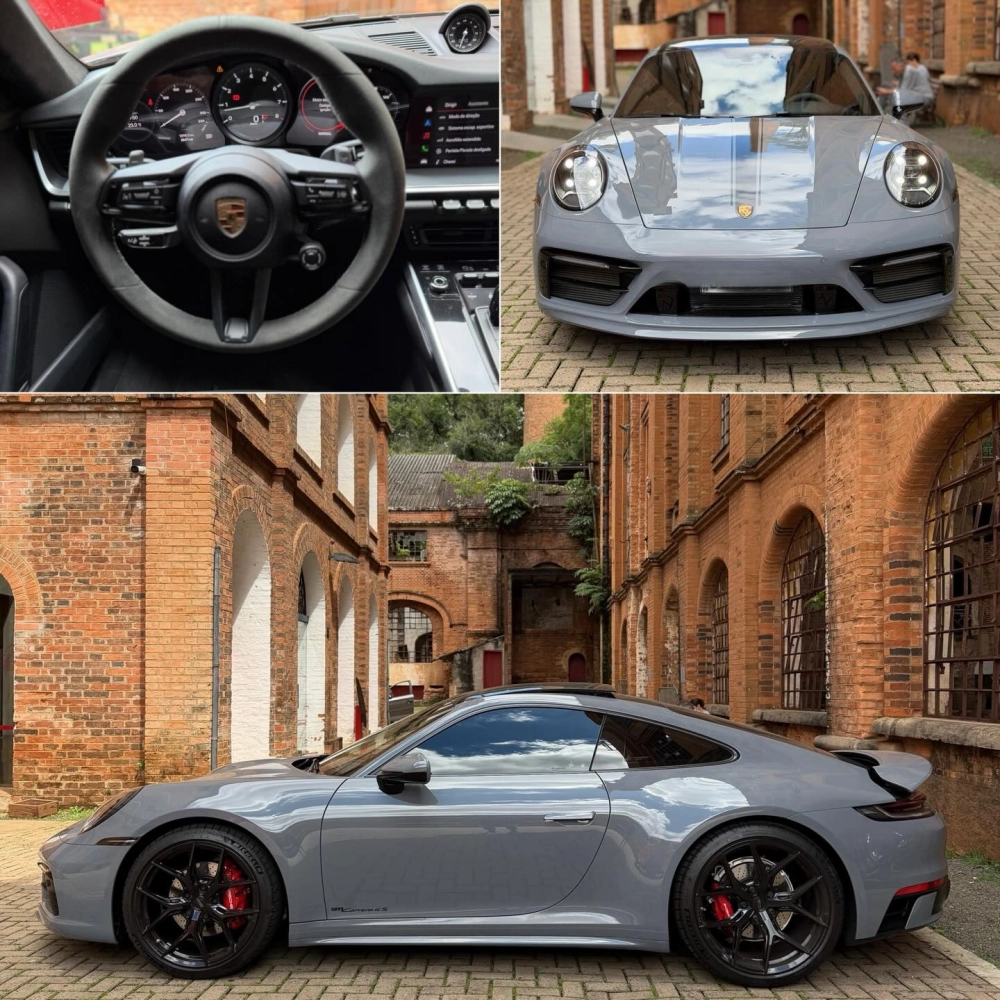 Mâm Vossen 5 chấu kép màu đen thể thao độ Porsche 911 màu xám