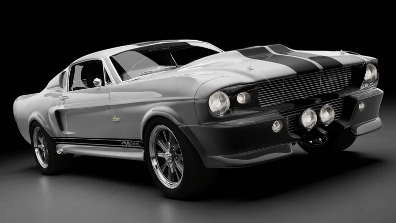 Xe shelby gt500 nhìn từ phía trước, phong cách và sức mạnh hội tụ