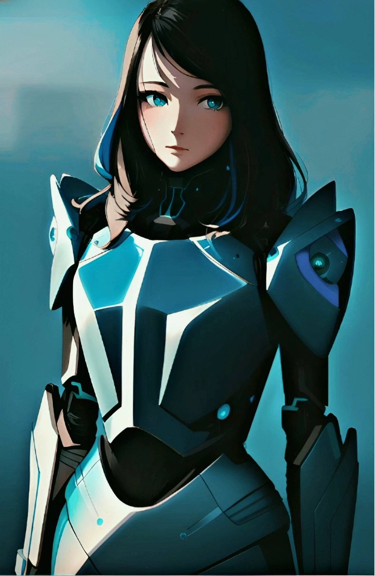 Sci-fi anime girl in high-tech armor