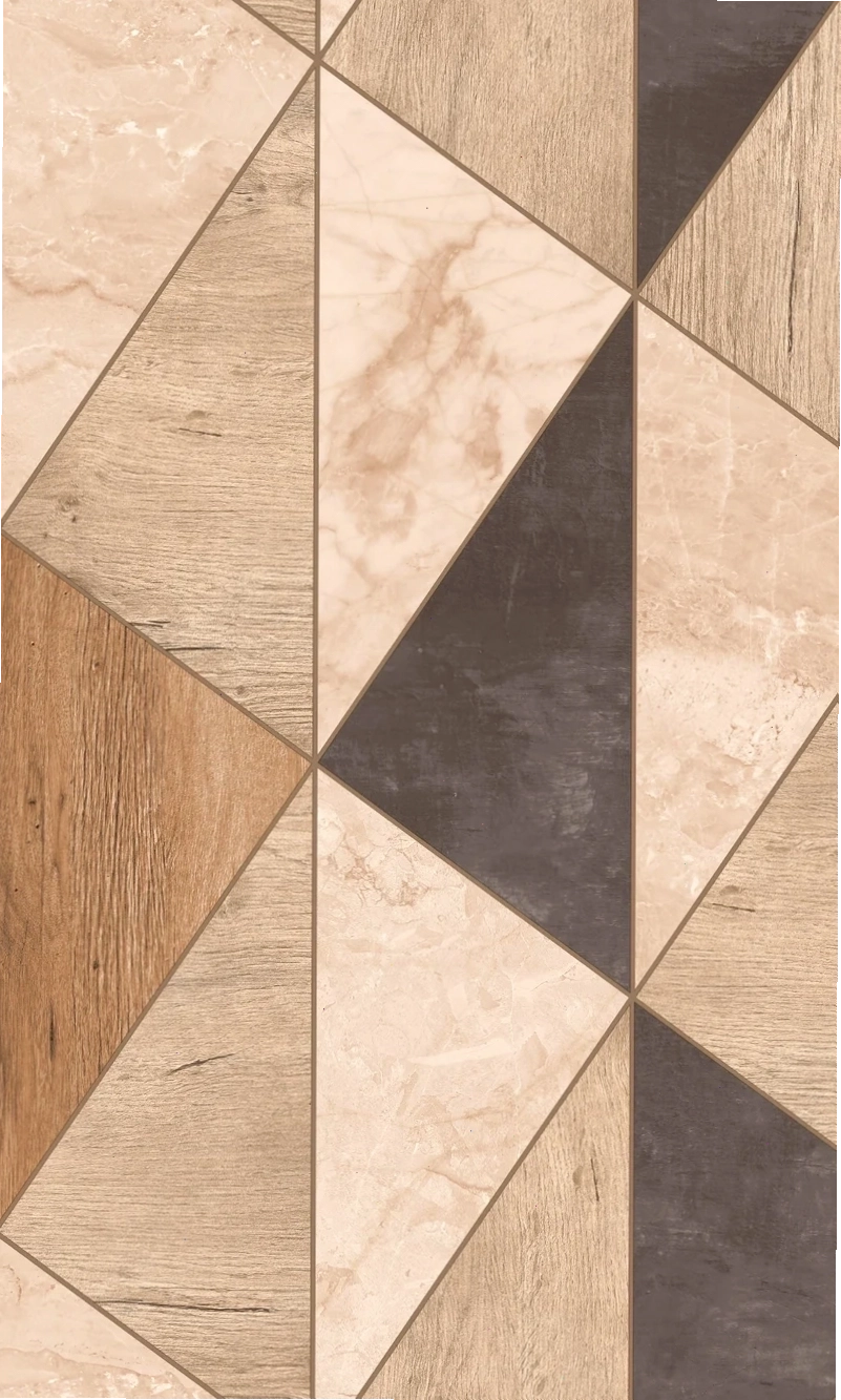 Detailed brown geometric wood panel wallpaper