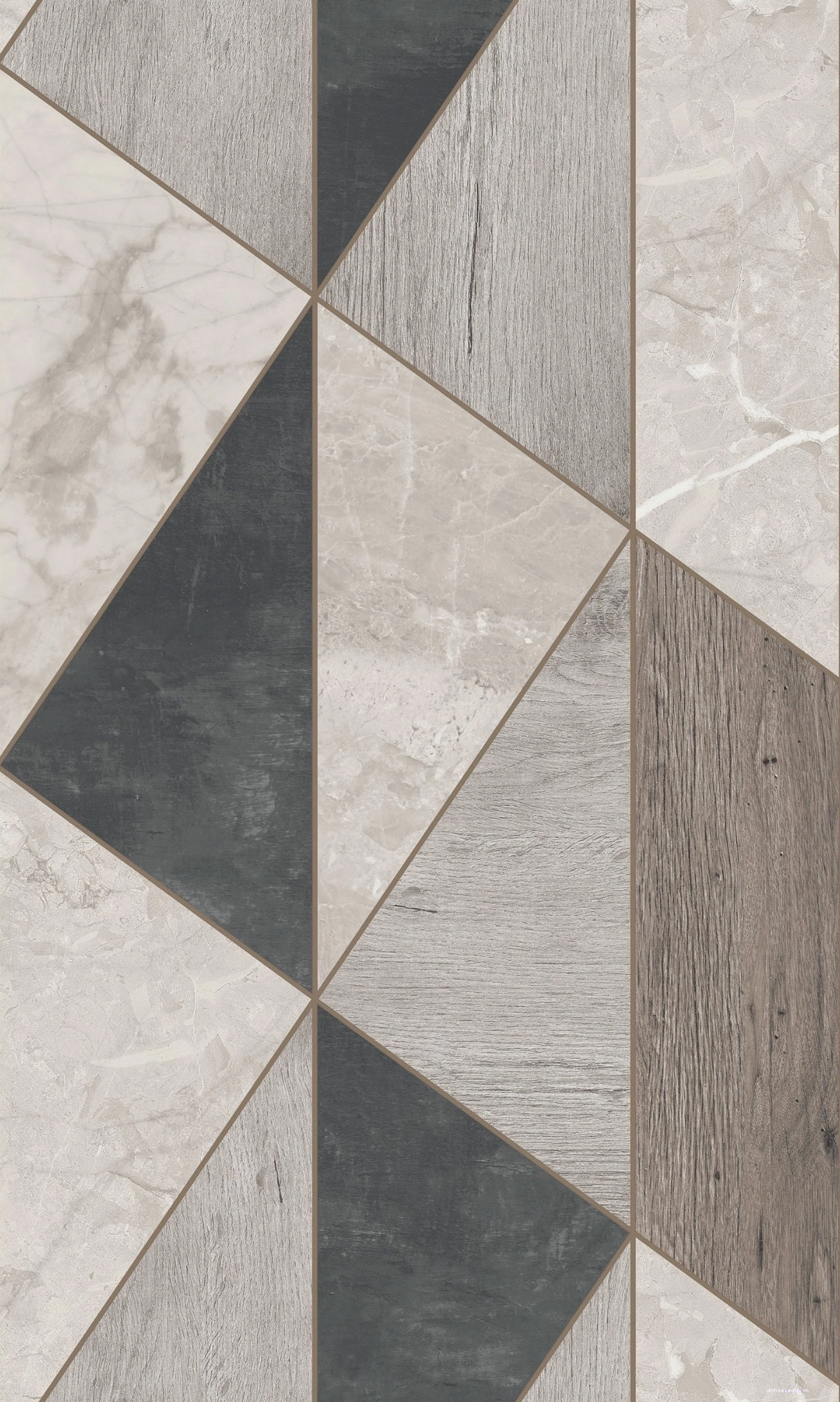 Grey geometric wood panel wallpaper for modern interiors