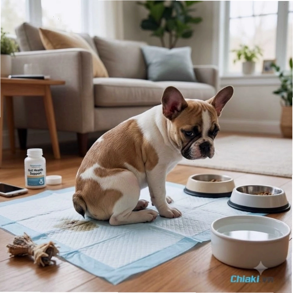 Chó phốc sóc mệt mỏi nằm một chỗ do bị mất nước và thiếu hụt dinh dưỡng