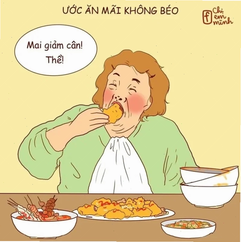 Meme nấu ăn hài hước với câu cửa miệng cơm nước gì chưa người đẹp